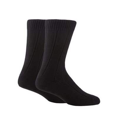 Maine New England Pack of two black merino wool blend short socks